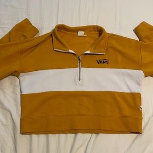 VANS MUSTARD YELLOW AND WHITE CROPPED PULLOVER